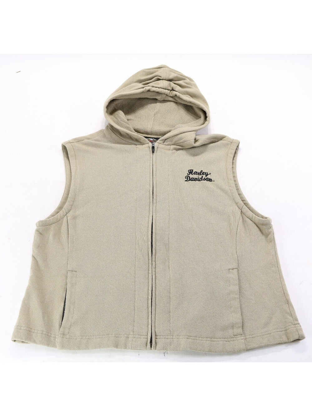 harley davidson Horizon hoodie liner jacket vest 1W tan cotton canvas wide bar